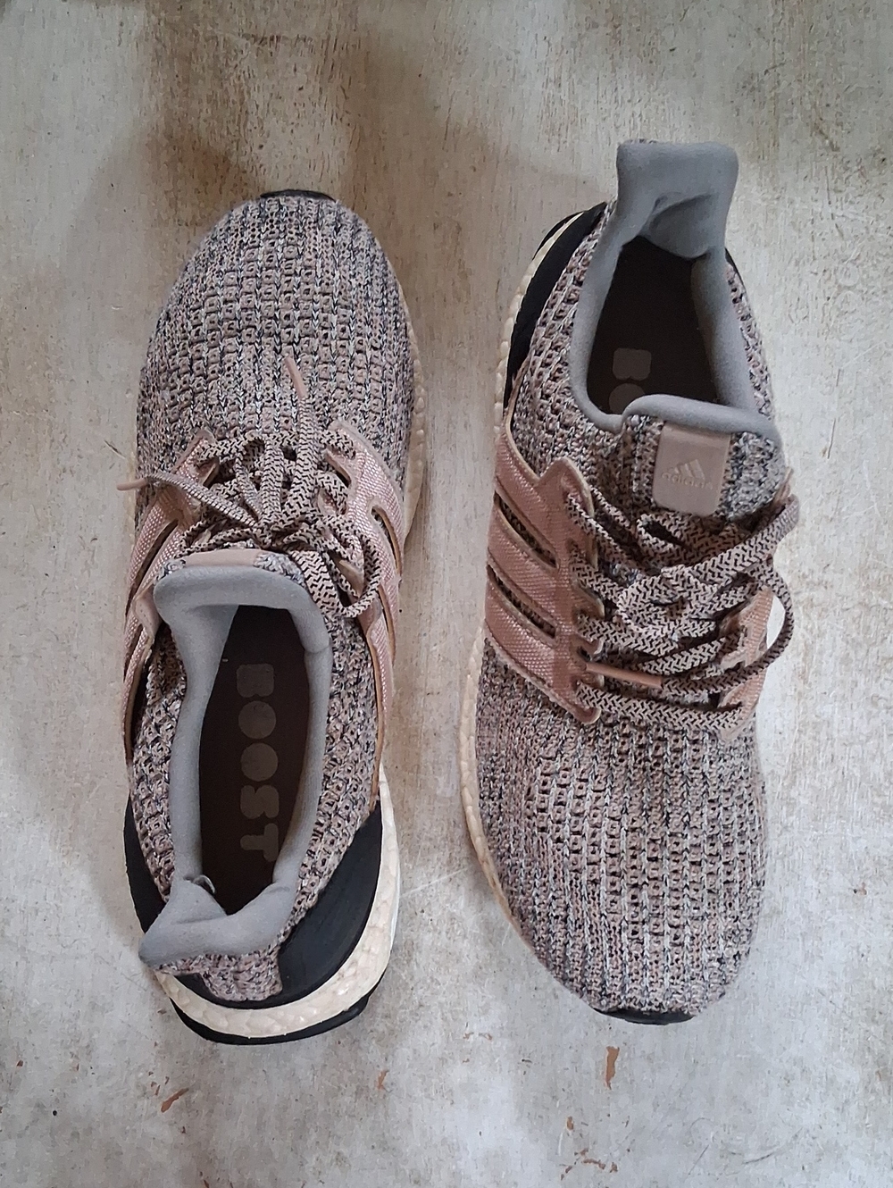 Adidas Neutral Taupe Knit Lace-Up Sneakers
